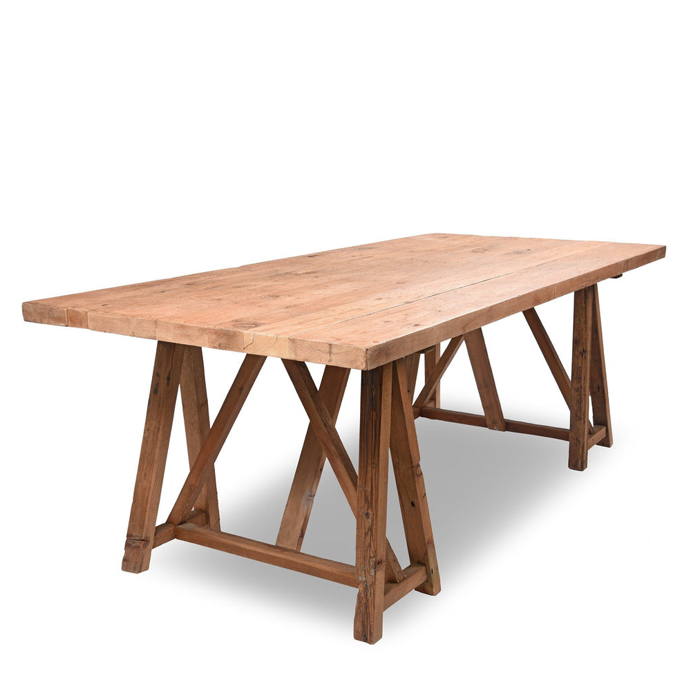 Trestle Dining Table Made From Reclaimed Pine | Indigo Antiques