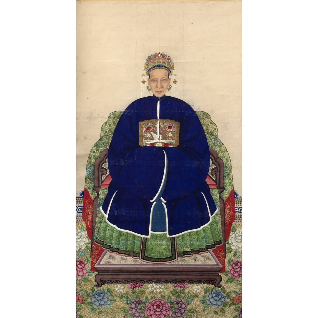 Chinese Ancestor Watercolour Painting Framed - 19thC - 86.5 x 2.5 x151 cm - M290A