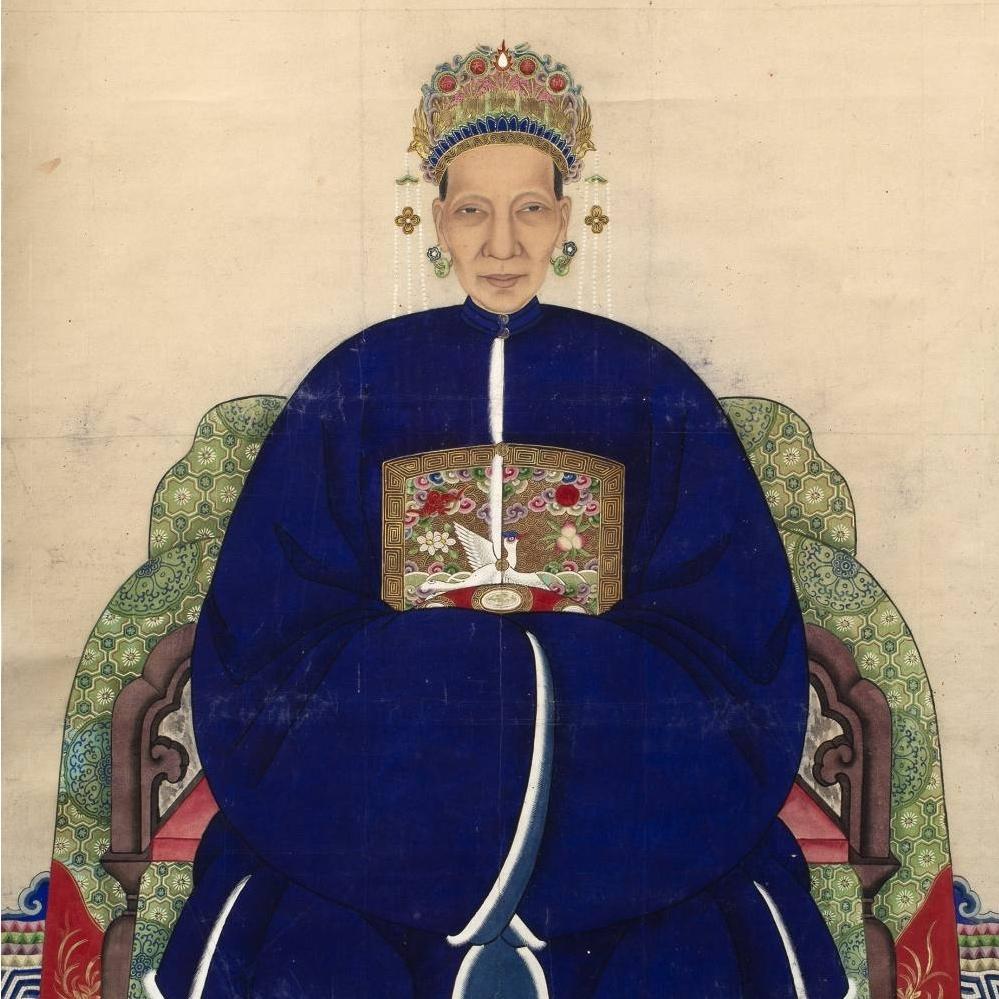 Chinese Ancestor Watercolour Painting Framed - 19thC - 86.5 x 2.5 x151 cm - M290A