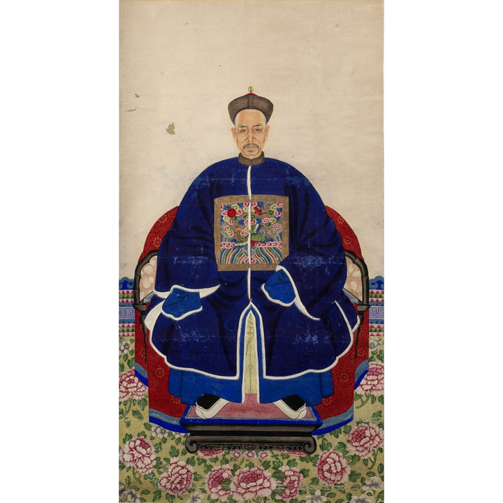 Chinese Ancestor Watercolour Painting Framed - 19thC - 86.5 x 2.5 x151 cm - M290A