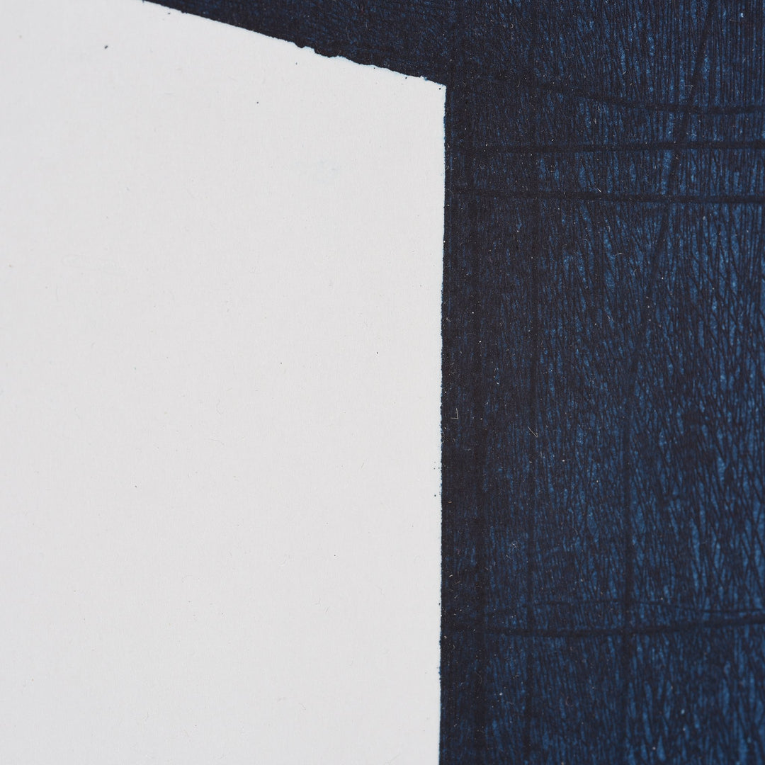 SALE -Framed Indigo Textile Lithograph - 45.5 x 56 cm - AUK182