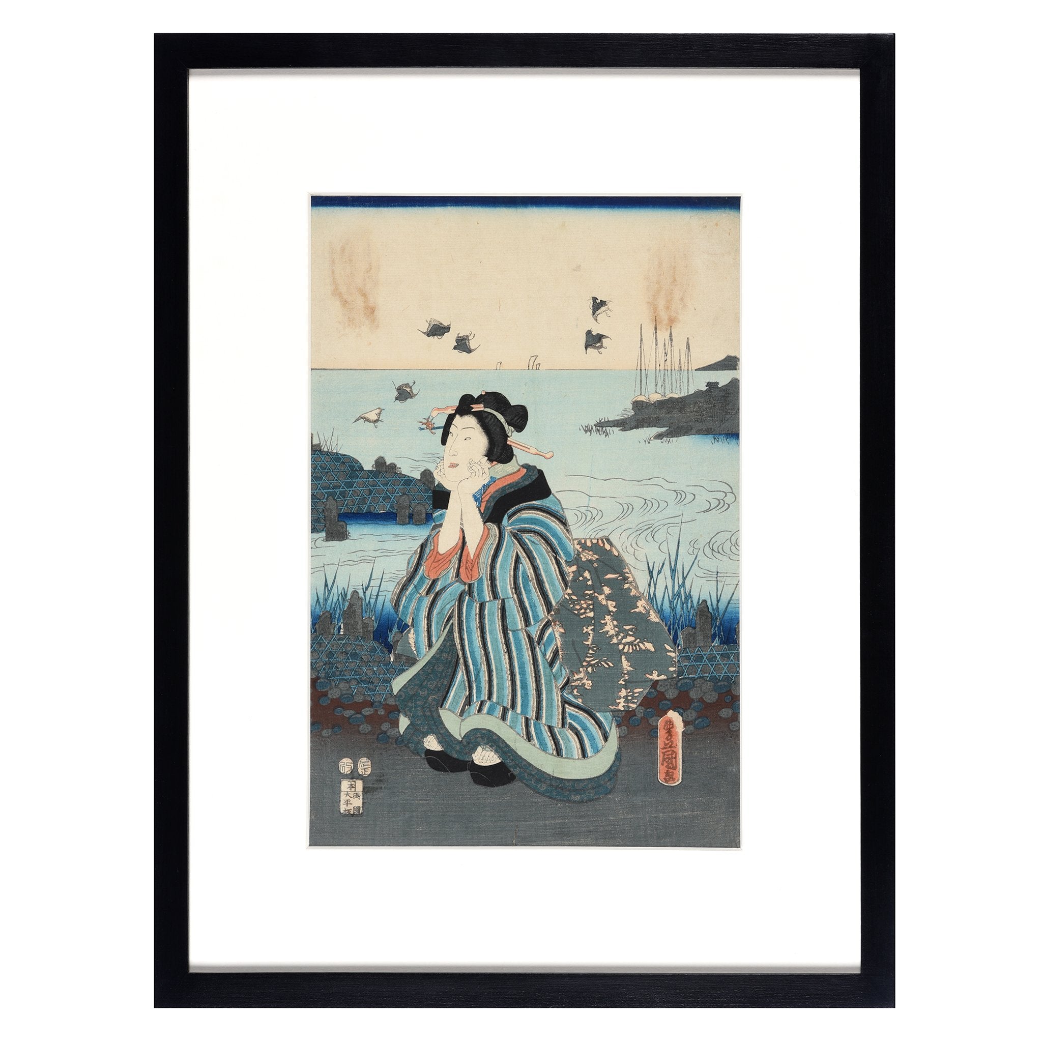 Framed Japanese Woodblock Print by Utagawa Kunisada - Edo Period Framed Japanese Woodblock Print by Utagawa Kunisada - Edo Period