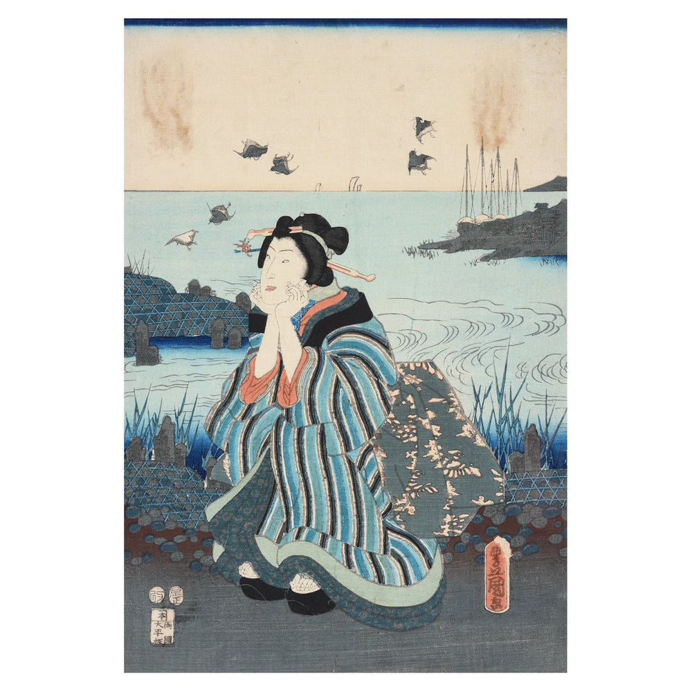 Framed Japanese Woodblock Print - Meiji Period | Indigo Antiques