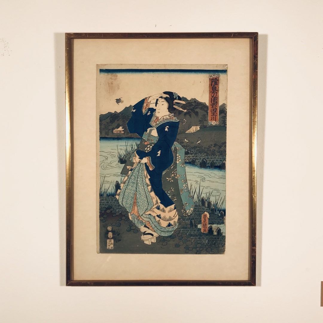 Framed Japanese Woodblock Print - Meiji Period - 37 x 49 x 1.5 (WxDxH cms) framed size - M333