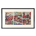 Framed Triptych Woodblock Print By Chikanobu - Ca 1890