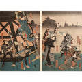 Framed Triptych Woodblock Print by Utagawa Kunisada - Ca 1851