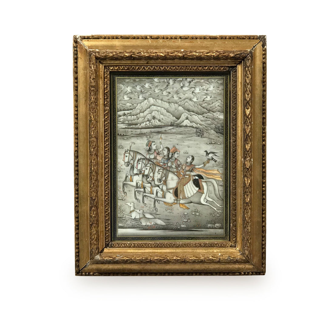 Gilt Framed painting on ivory - Indian, 19th Century - 18 x 3 x 22.5 cms (wdh) - M308V1