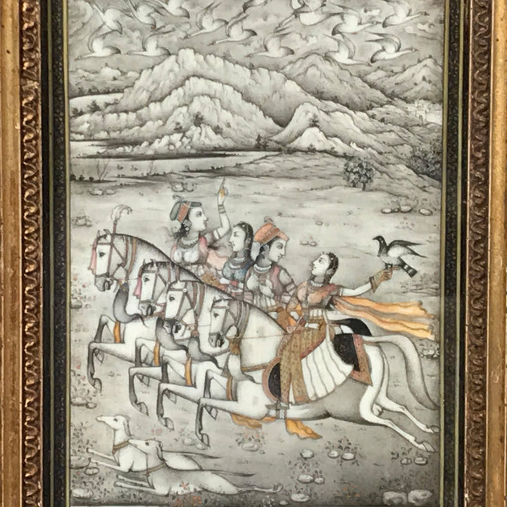 Gilt Framed painting on ivory - Indian, 19th Century - 18 x 3 x 22.5 cms (wdh) - M308V1