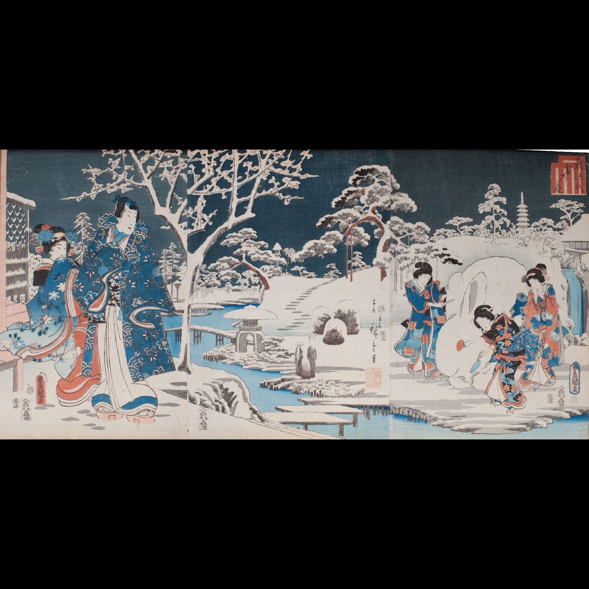 Japanese Triptych Woodblock Print - Early 20thC