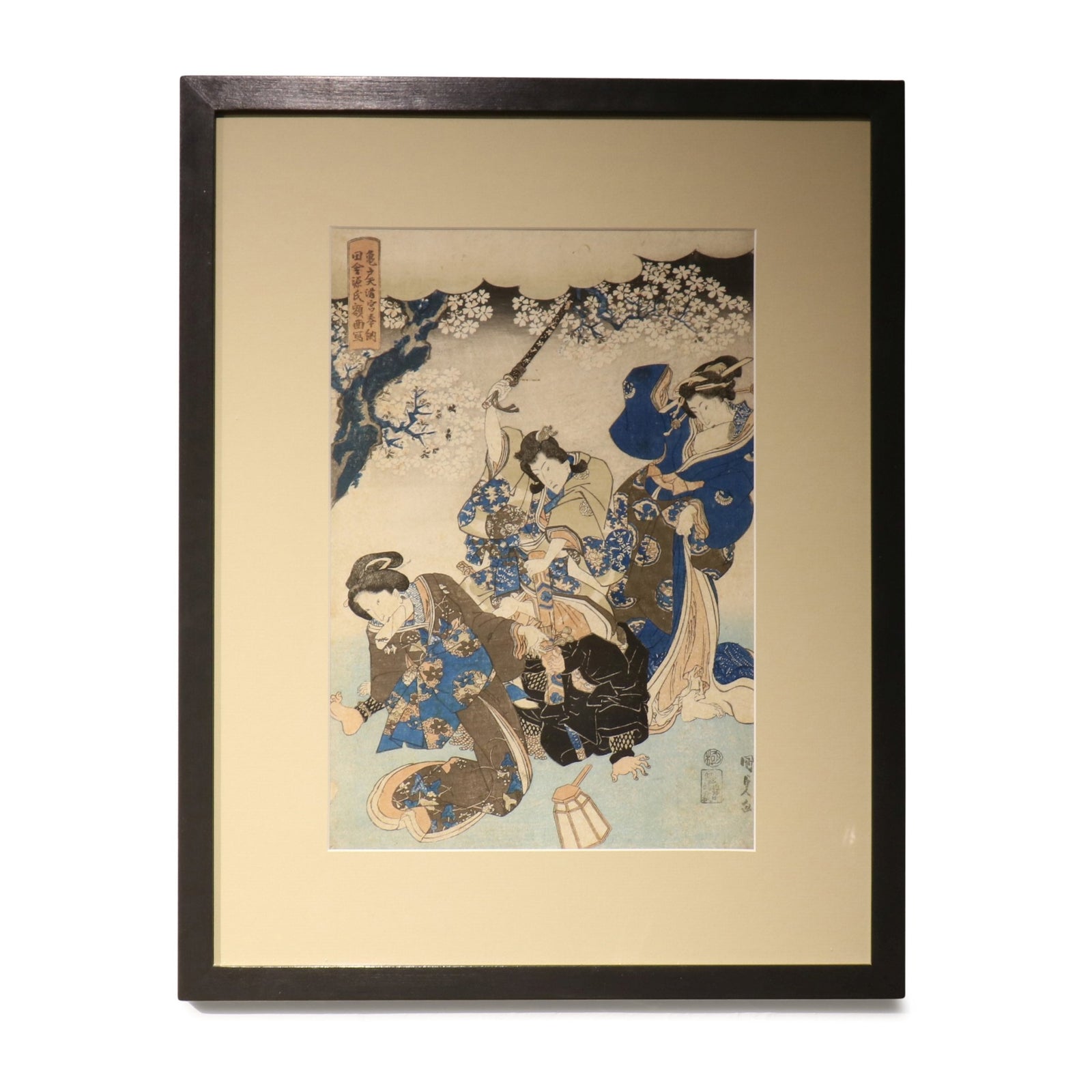 Old Framed Japanese Oban Woodblock Print By Utagawa Kunisada - 19thC | Indigo Oriental Antiques