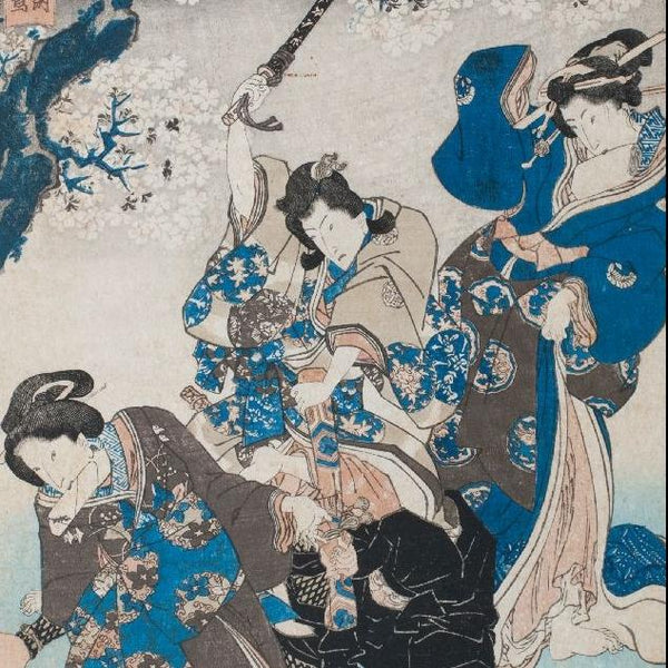 Old Framed Japanese Oban Woodblock Print By Utagawa Kunisada - 19thC