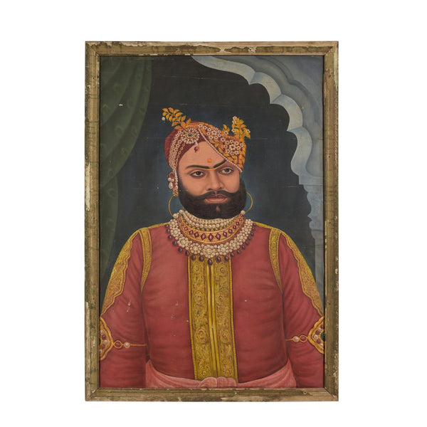 Old Marwari Prince Framed Painting - 19thC