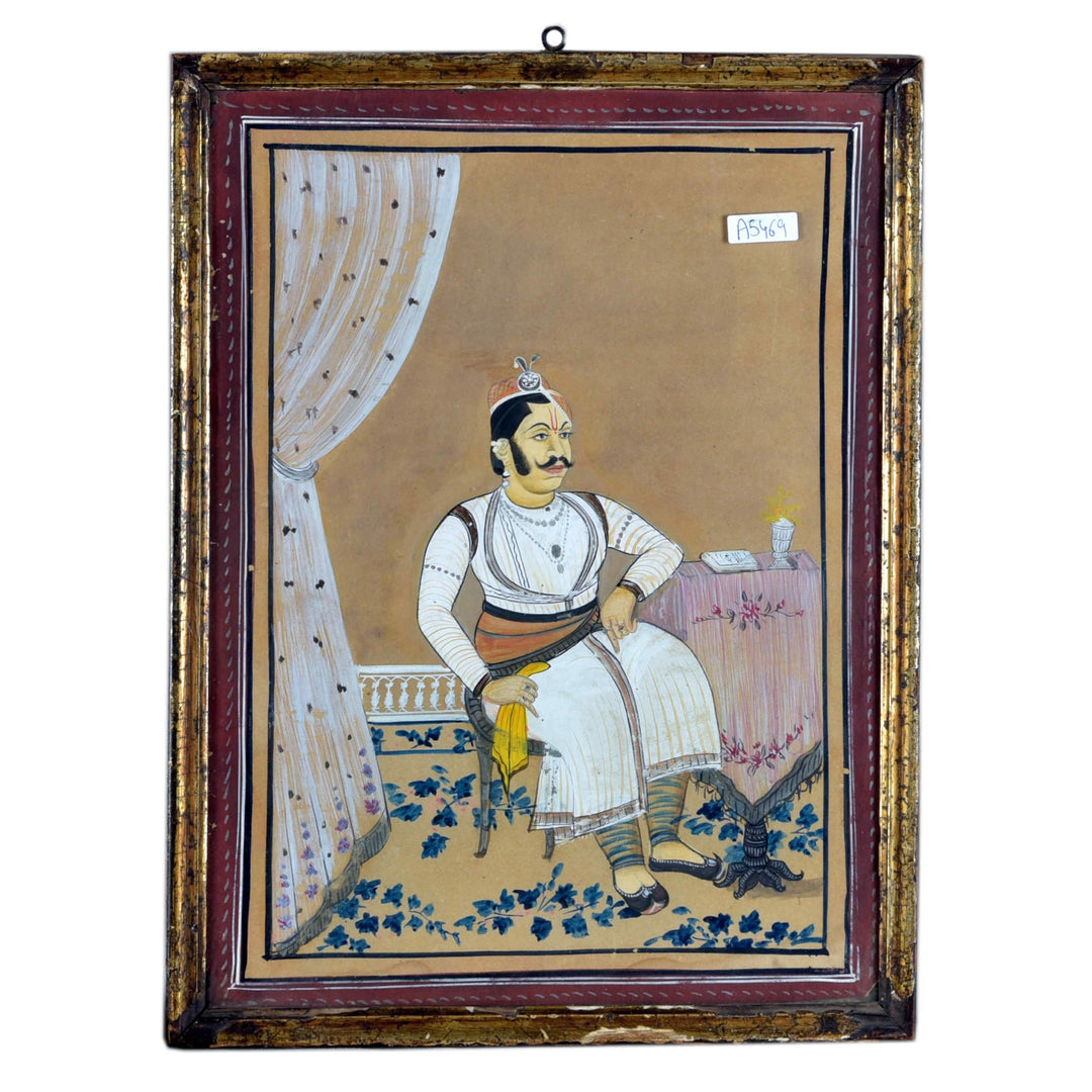 Watercolour Painting of a Maharajah - Ca 90 yrs old | Indigo Oriental Antiques