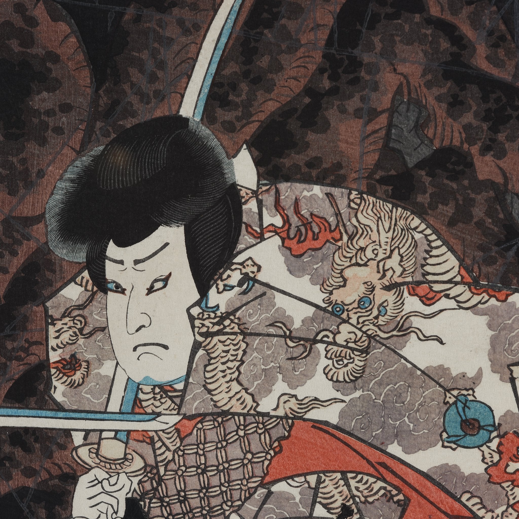 Framed Woodblock Print of a Kabuki Actor By Kunisada - 38 x 2 x 54.5 (wxdxh cms) - M353