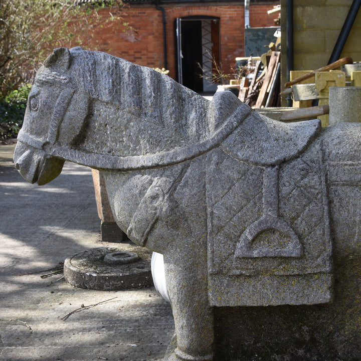Side Detail Of Carved Stone Horse from Hebei Province | Indigo Oriental Antiques