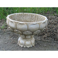 Hand Carved Marble Lotus Planter On Carved Stand