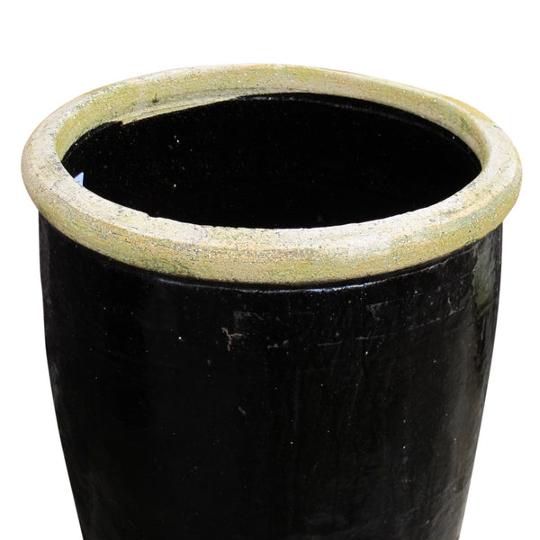 Old Black Glazed Terracotta Water Pot - 19thC