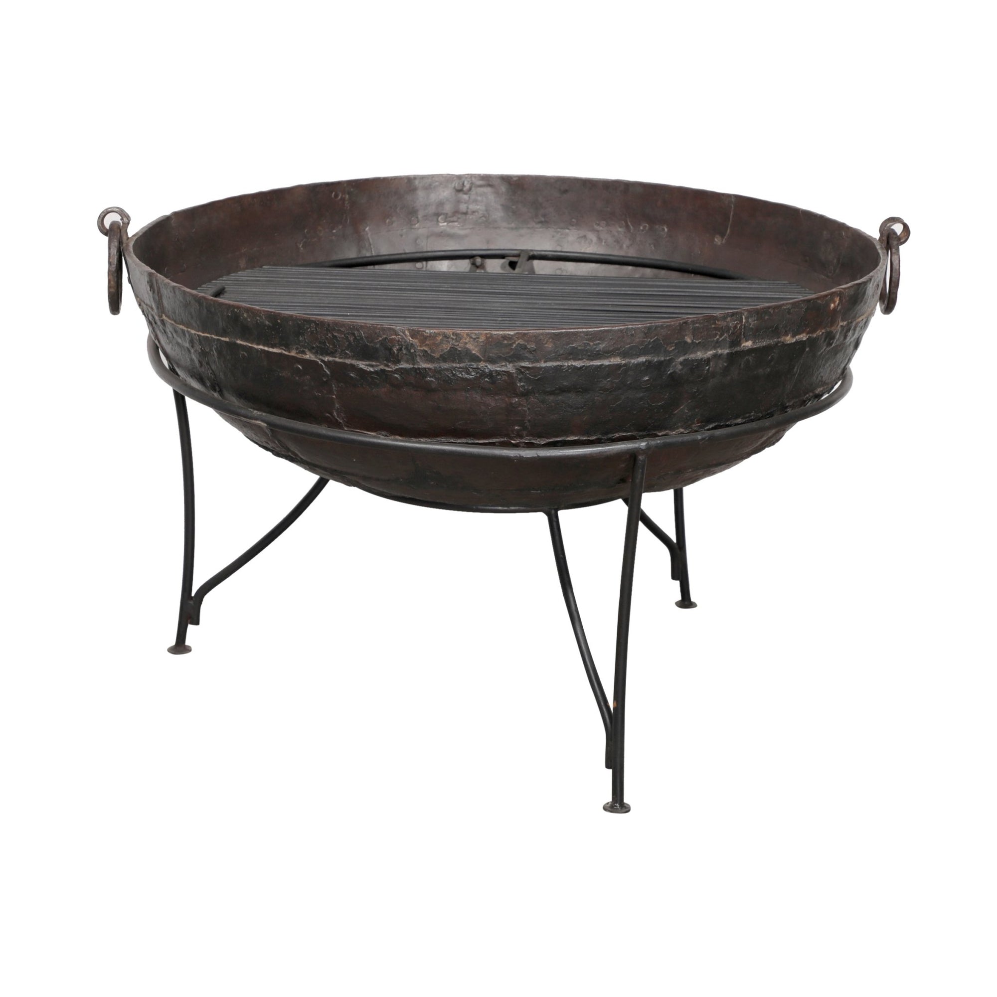 Old 'Kadai' Indian Fire Bowl & Stand From Rajasthan - Ca 1900
