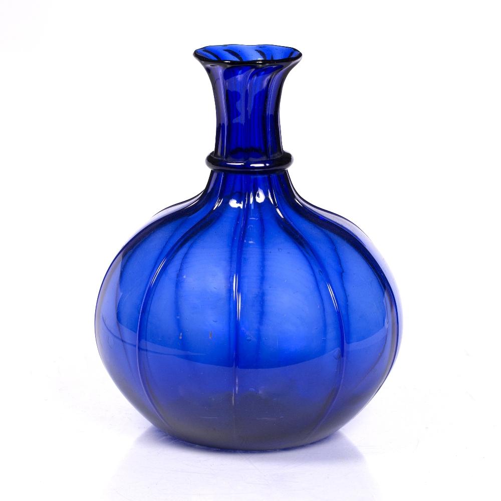 Mughal Blue Glass Flask Hookah Base - 18thC | Indigo Oriental Antiques