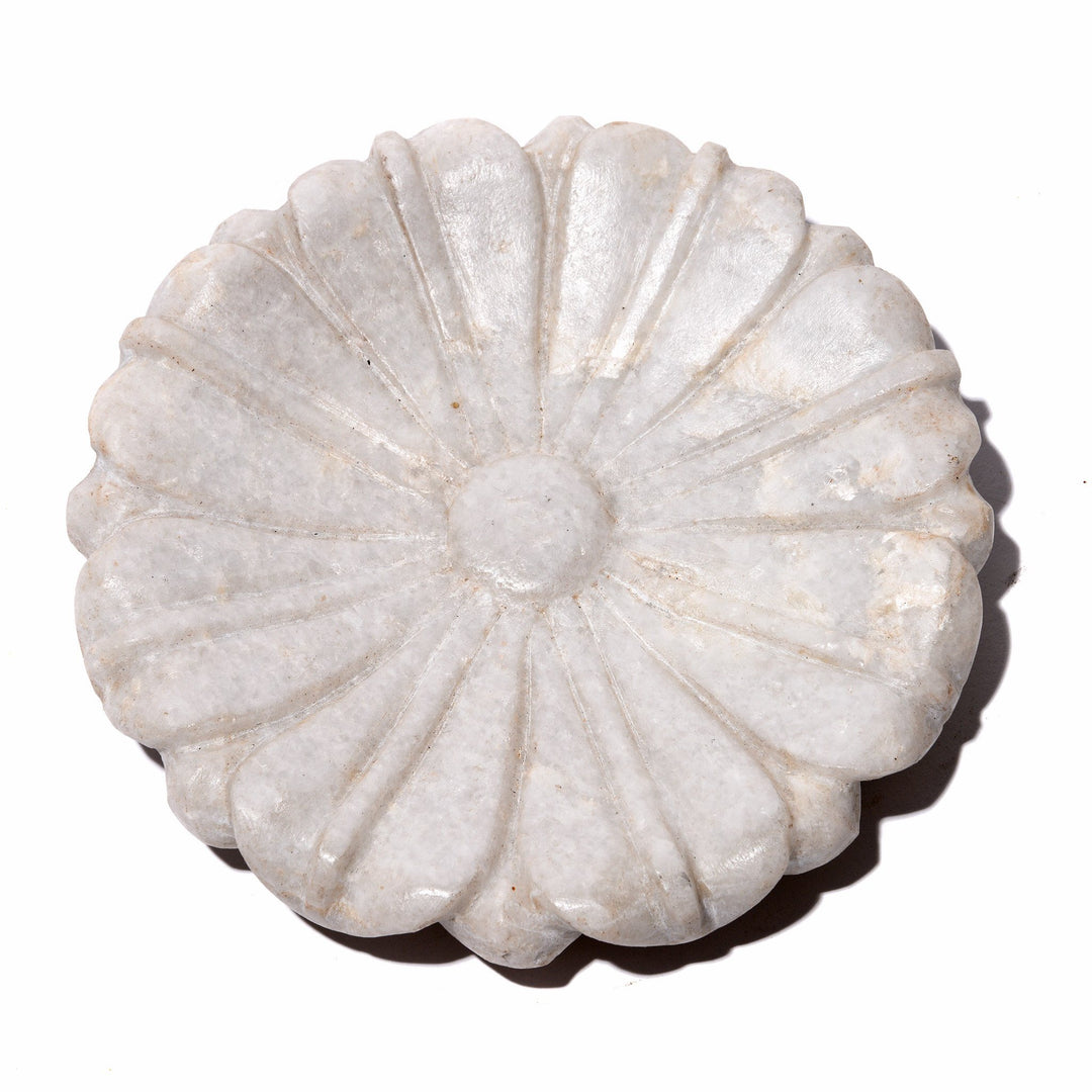 Hand Carved Marble Dish - Flower Design | Indigo Oriental Antiques