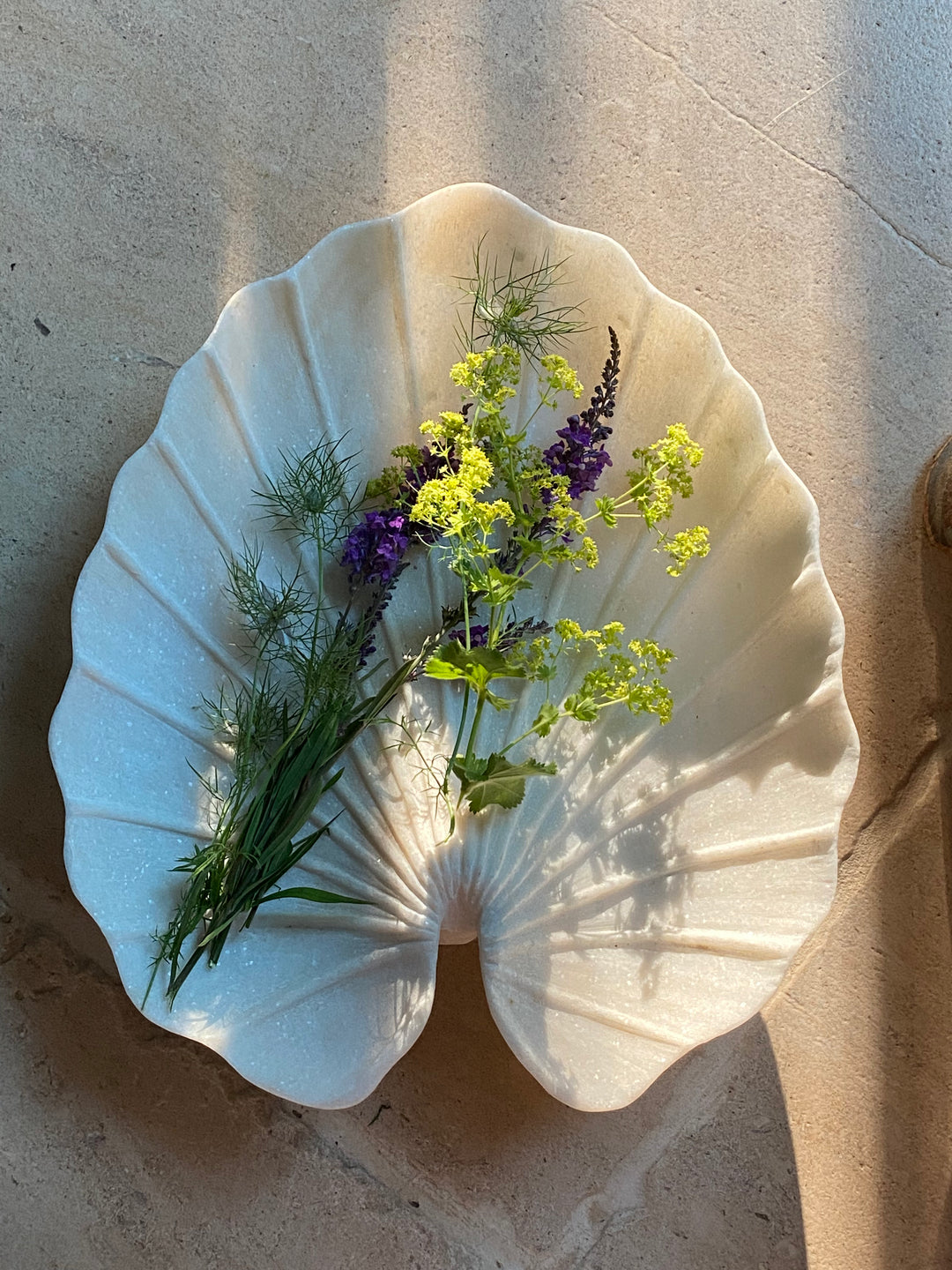 White Marble Serving Dish - Leaf Design