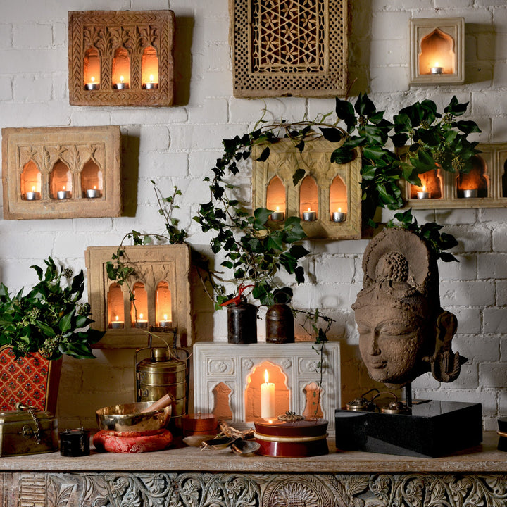 Mughal Style White Marble Lamp Niche