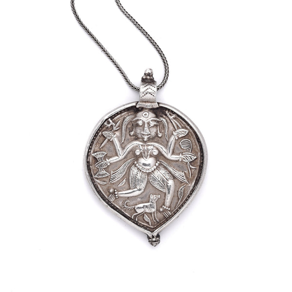 Indian Tribal Silver Kali Amulet from Rajasthan - 19thC Indian Tribal Silver Kali Amulet from Rajasthan - 19thC