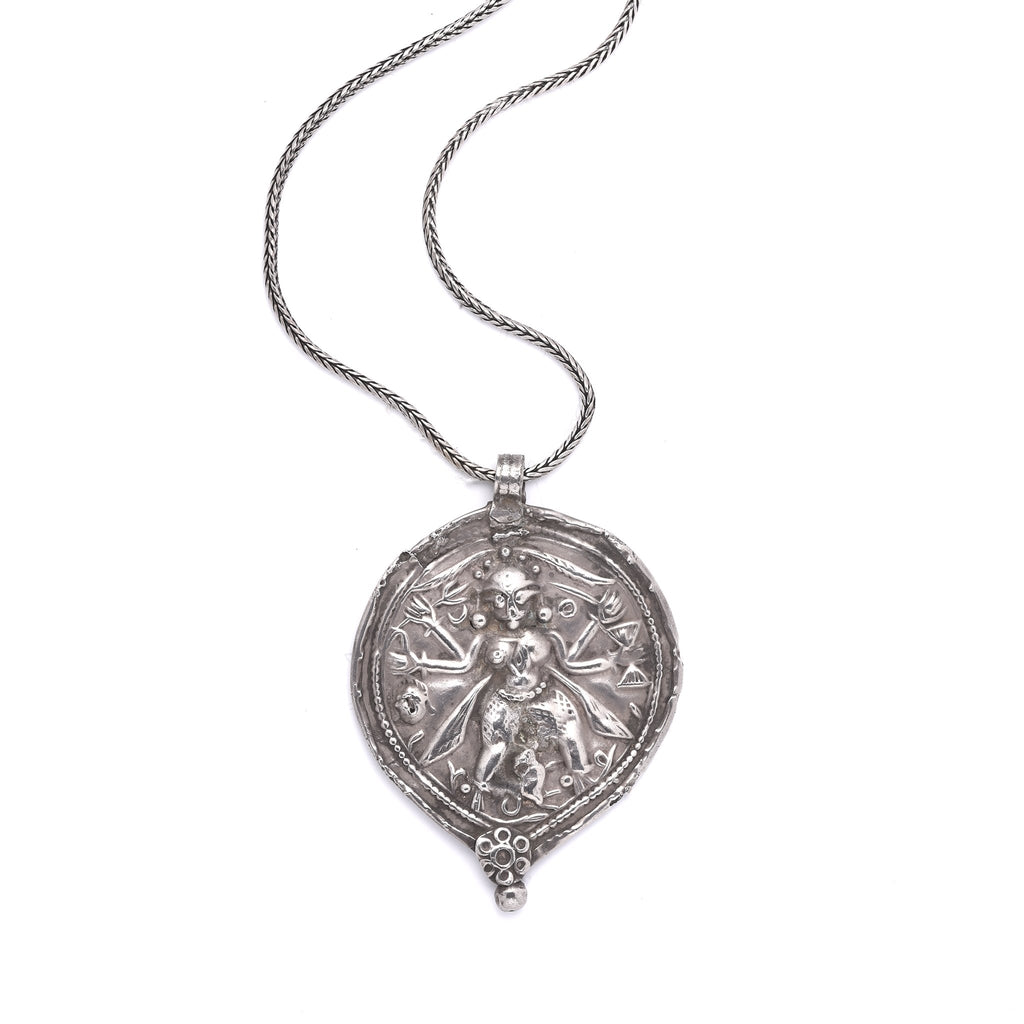 Old Tribal Silver Kali Amulet from Rajasthan - 19thC