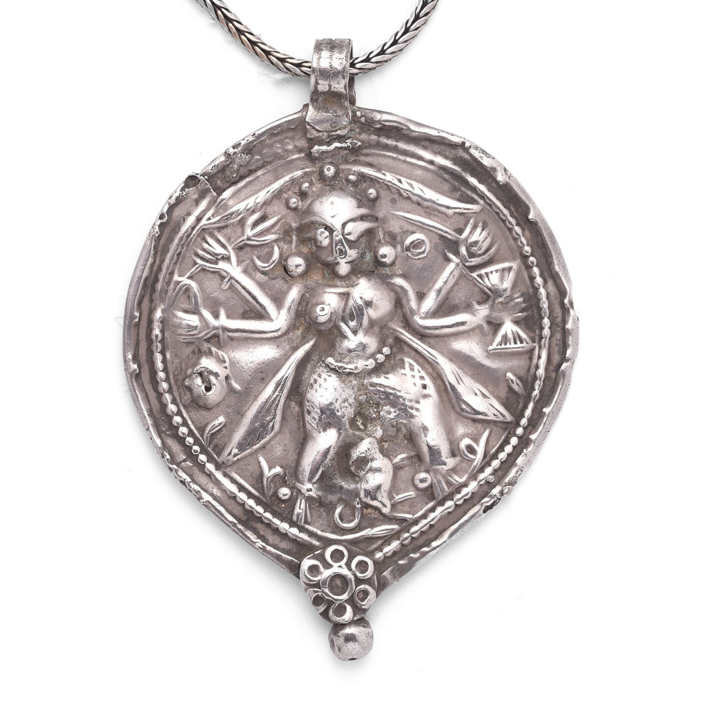 Old Tribal Silver Kali Amulet from Rajasthan - 19thC
