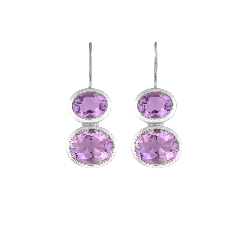 Silver and Amethyst Earrings - From Rajasthan