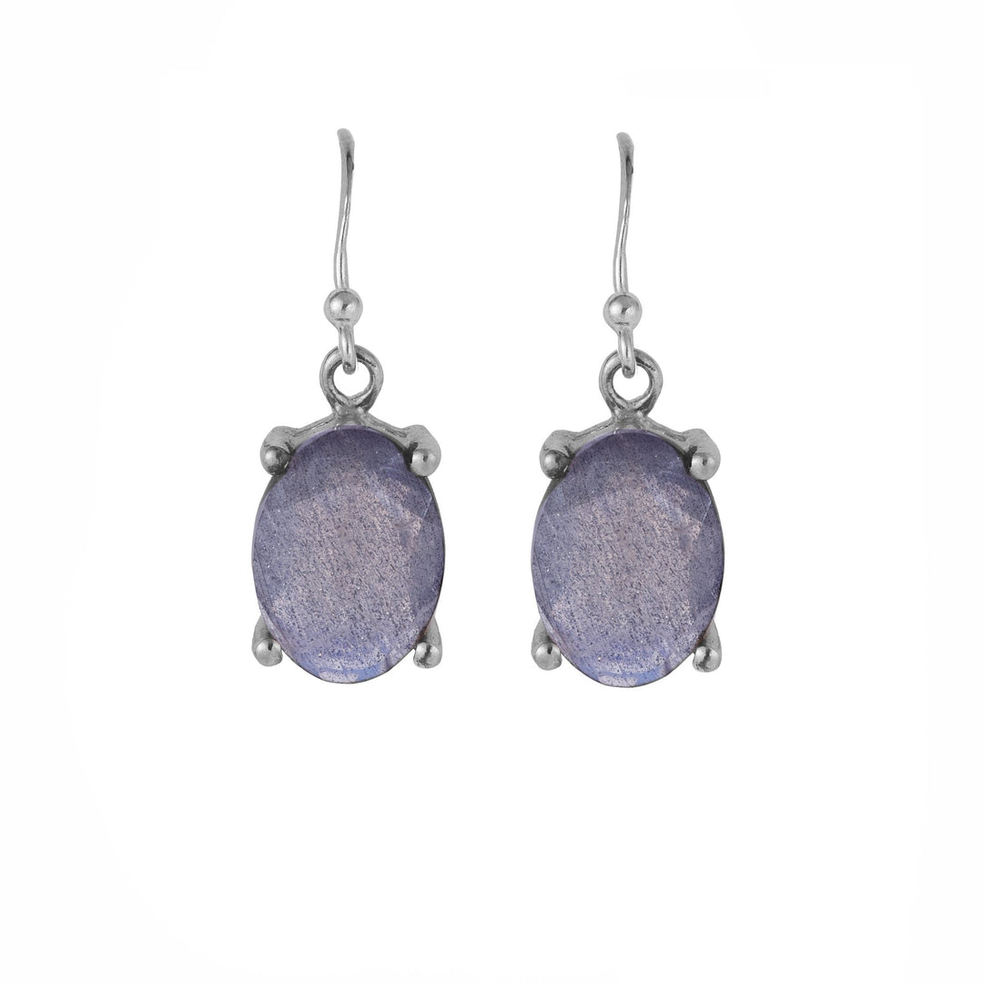 Silver and Labradorite Earrings - From Rajasthan | Indigo Antiques