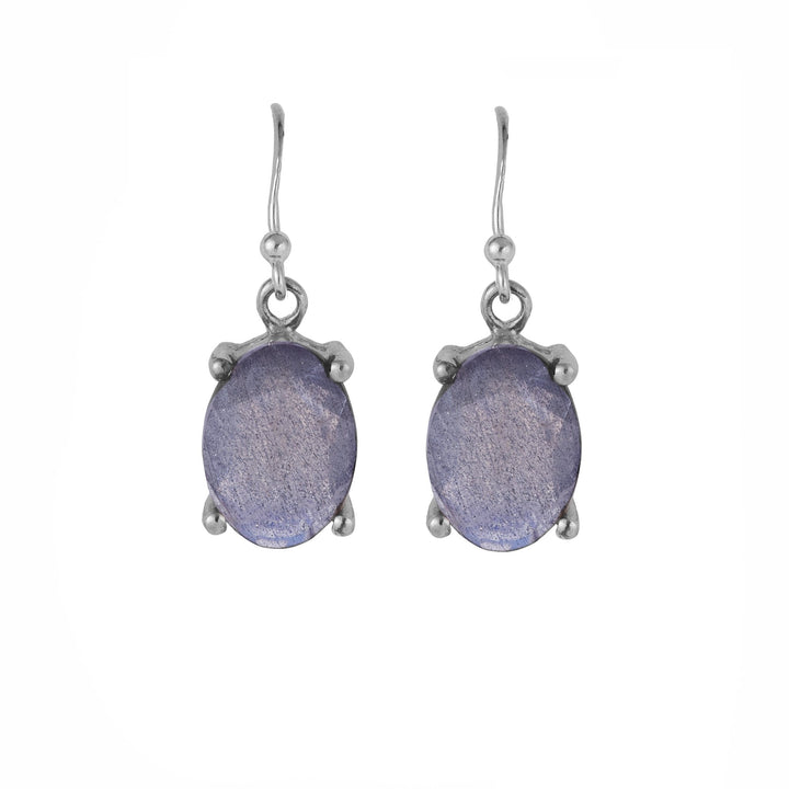 Silver and Labradorite Earrings - From Rajasthan | Indigo Antiques