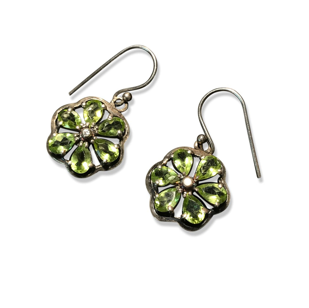 Silver and Peridot Earrings - From Rajasthan | Indigo Oriental Antiques