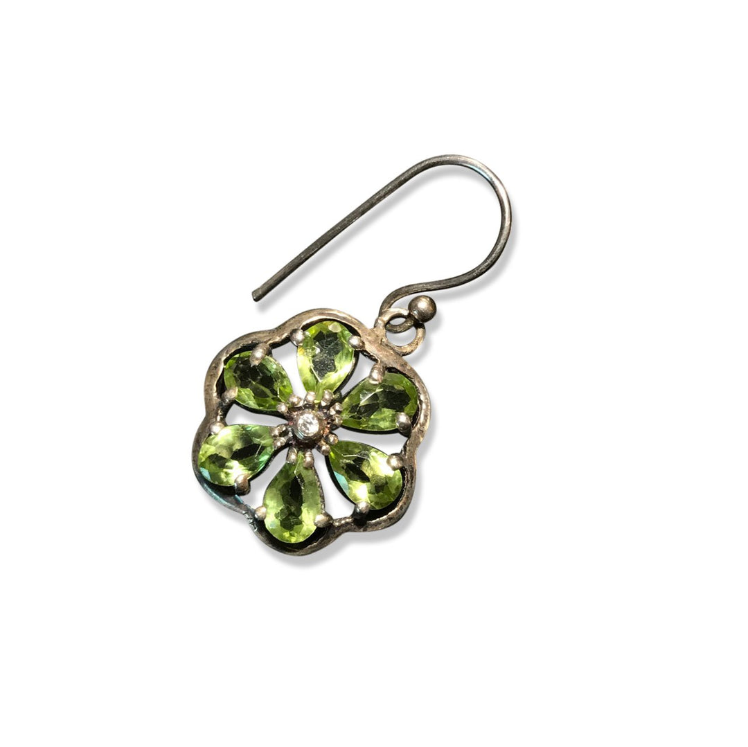 Silver and Peridot Earrings Single - From Rajasthan | Indigo Oriental Antiques