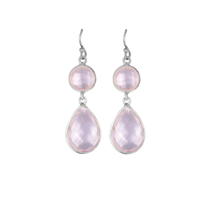 Silver And Rose Quartz Earrings | Indigo Oriental Antiques