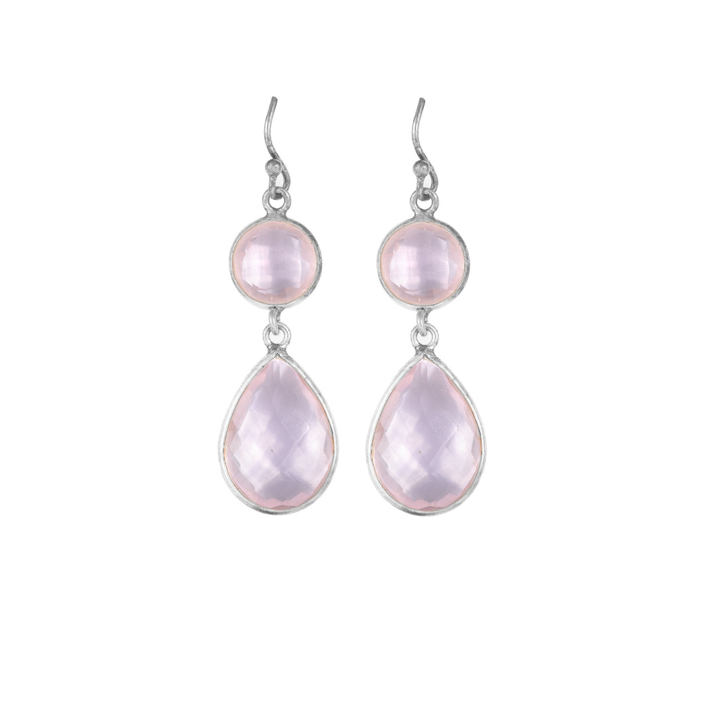 Silver And Rose Quartz Earrings