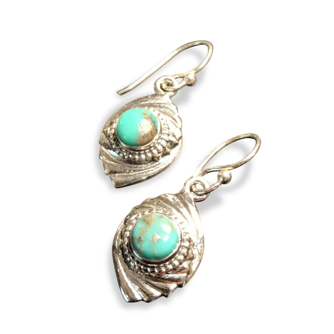 Silver and Turquoise Earrings - From Rajasthan | Indigo Oriental Antiques