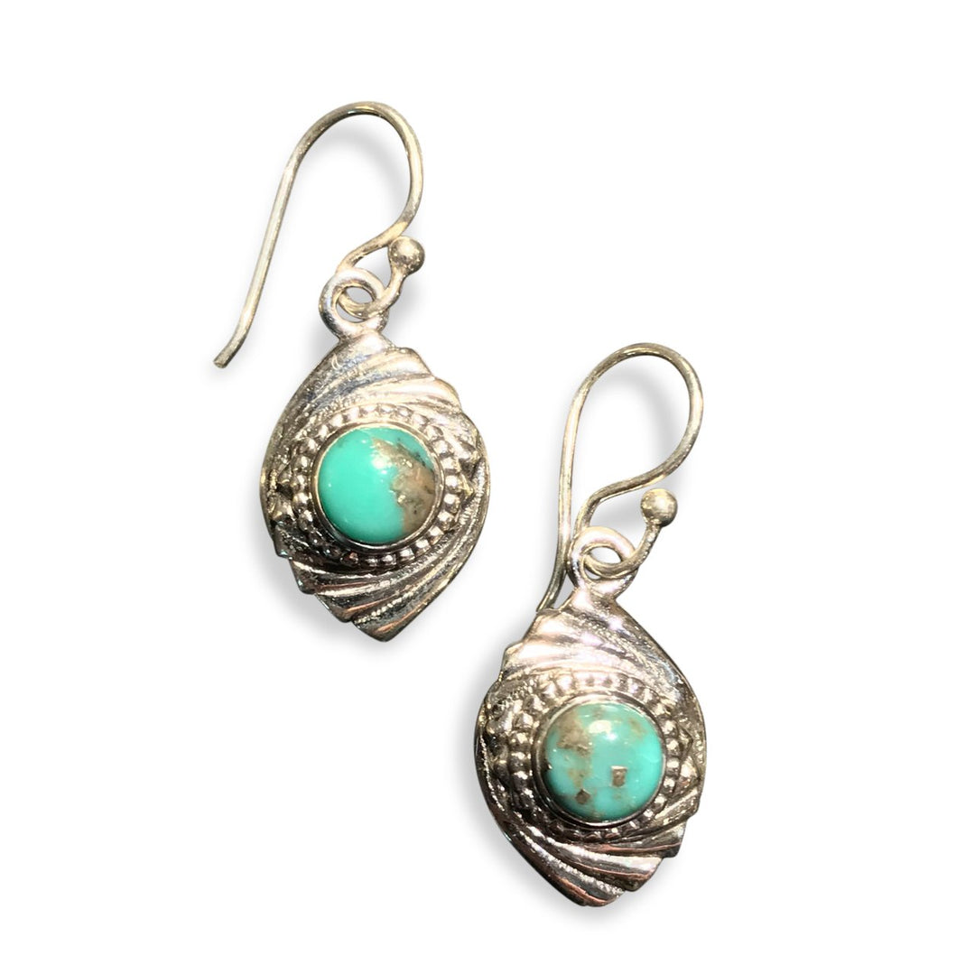Silver and Turquoise Earrings - From Rajasthan | Indigo Oriental Antiques