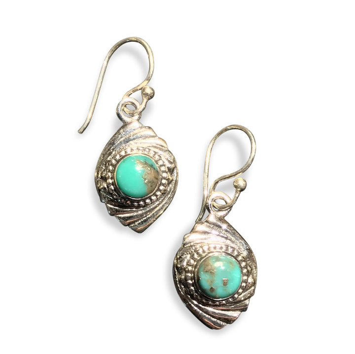 Silver and Turquoise Earrings - From Rajasthan | Indigo Oriental Antiques