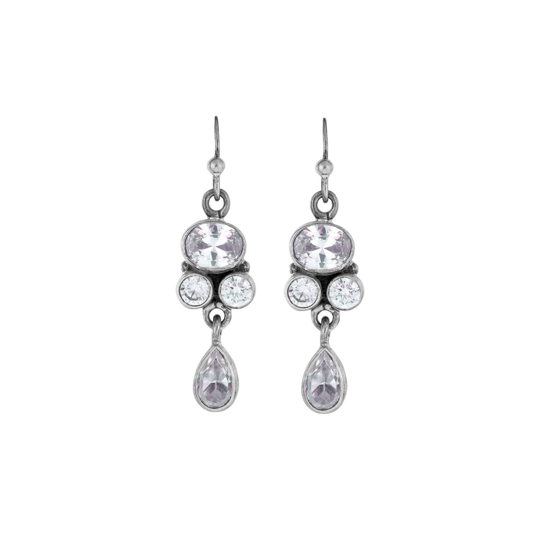 Silver And Zircon Earrings | Indigo Oriental Antiques