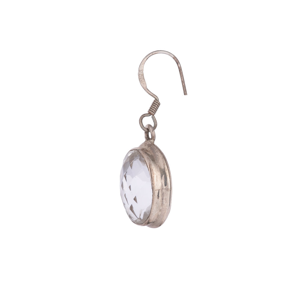 Silver & Zircon Oval Earrings