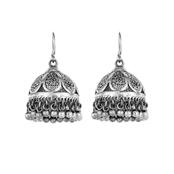 Tribal Silver Bell Earrings From Rajasthan