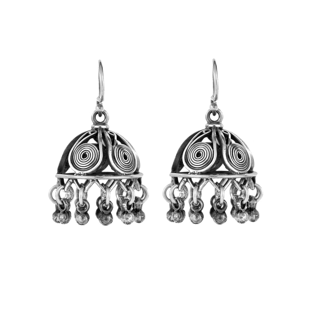 Tribal Silver Bell Earrings From Rajasthan