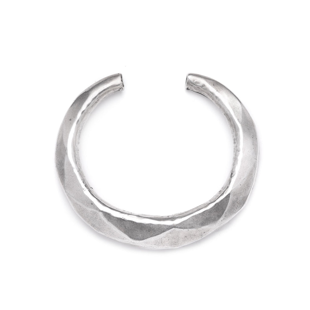 White Metal Facetted Miao Tribal Bangle | Indigo Oriental Antiques