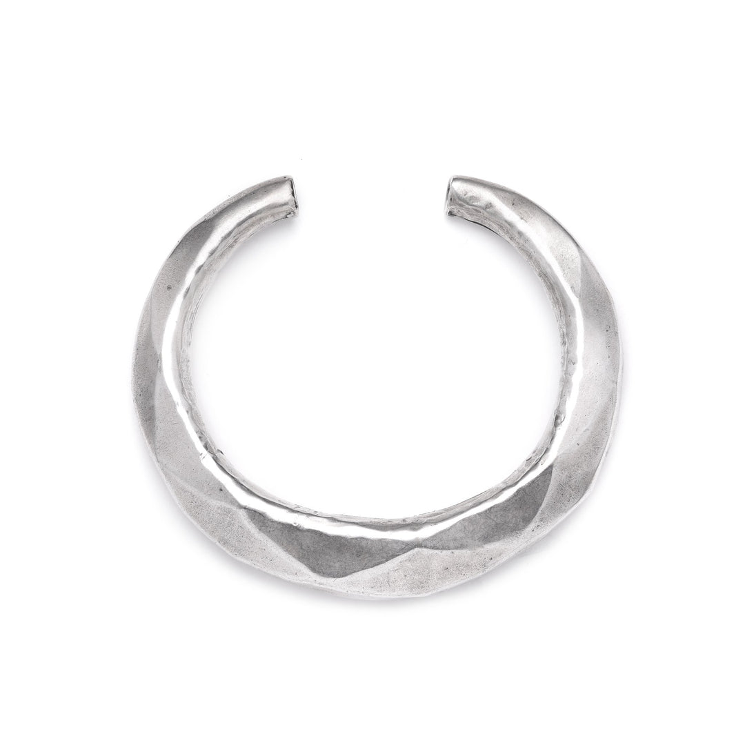 White Metal Facetted Miao Tribal Bangle | Indigo Oriental Antiques