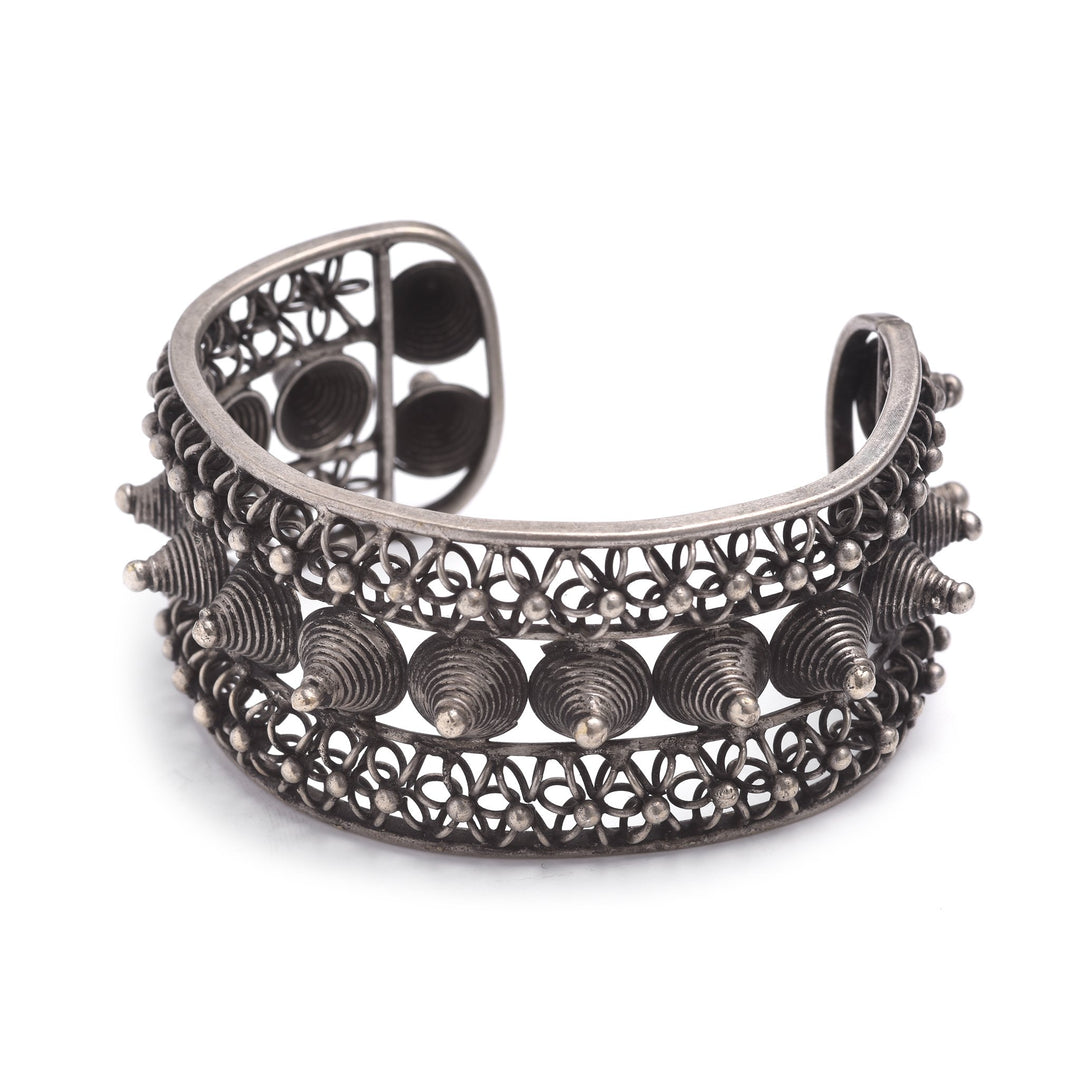 White Metal Miao Tribal Cuff | Indigo Oriental Antiques