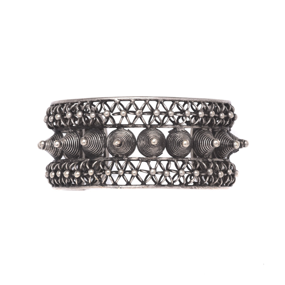 White Metal Miao Tribal Cuff | Indigo Oriental Antiques