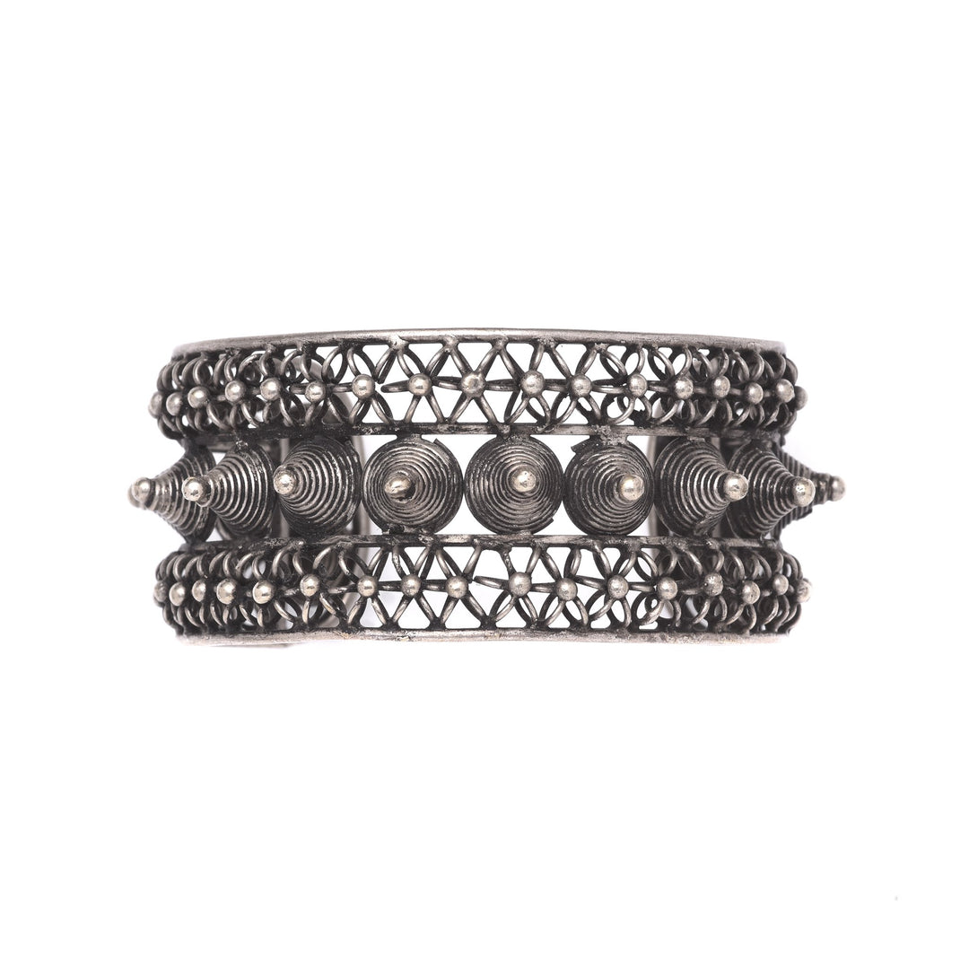 White Metal Miao Tribal Cuff | Indigo Oriental Antiques