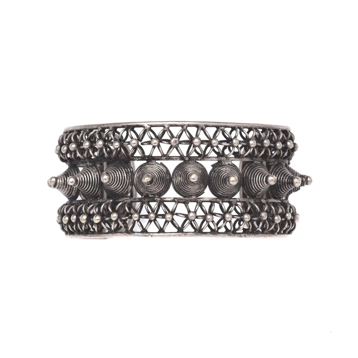 White Metal Miao Tribal Cuff | Indigo Oriental Antiques