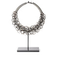 White Metal Miao Tribal Necklace on Iron Stand